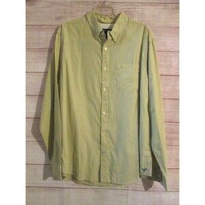 American Eagle Shirt Button Up Men's XLarge Yellow Blue Stripe Long Sleeve Logo